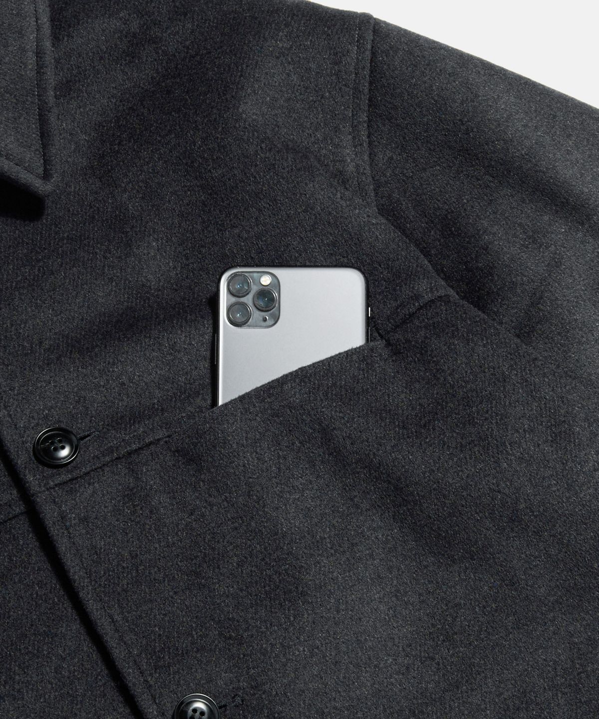 에스피오나지(ESPIONAGE) Wool Blend Car Coat Charcoal