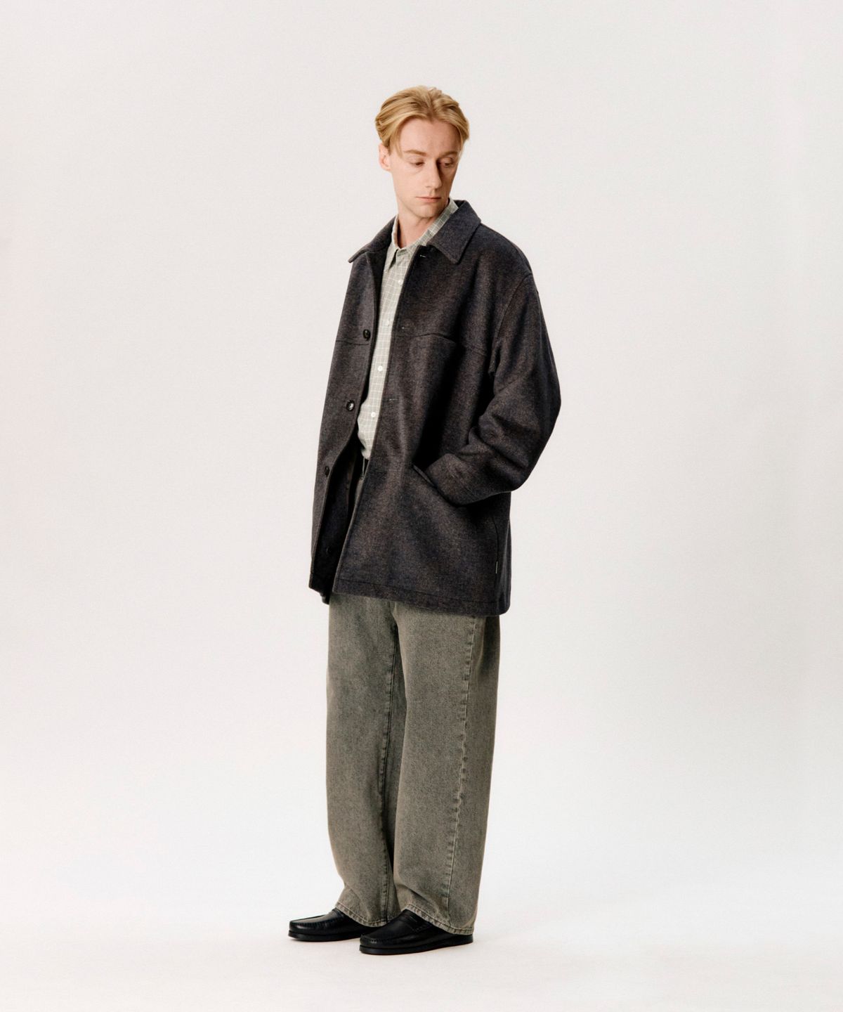 에스피오나지(ESPIONAGE) Wool Blend Car Coat Dark Dust
