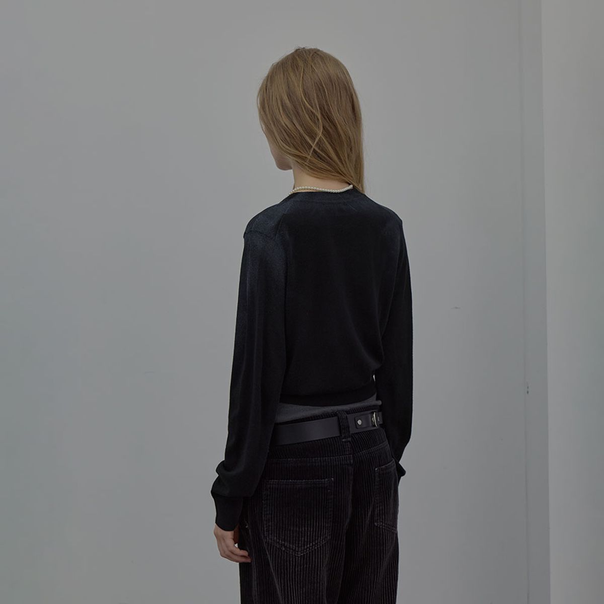 엘씨디씨티엠(LCDC™) SPRAY WASHED SHIRRING CARDIGAN (BLACK)