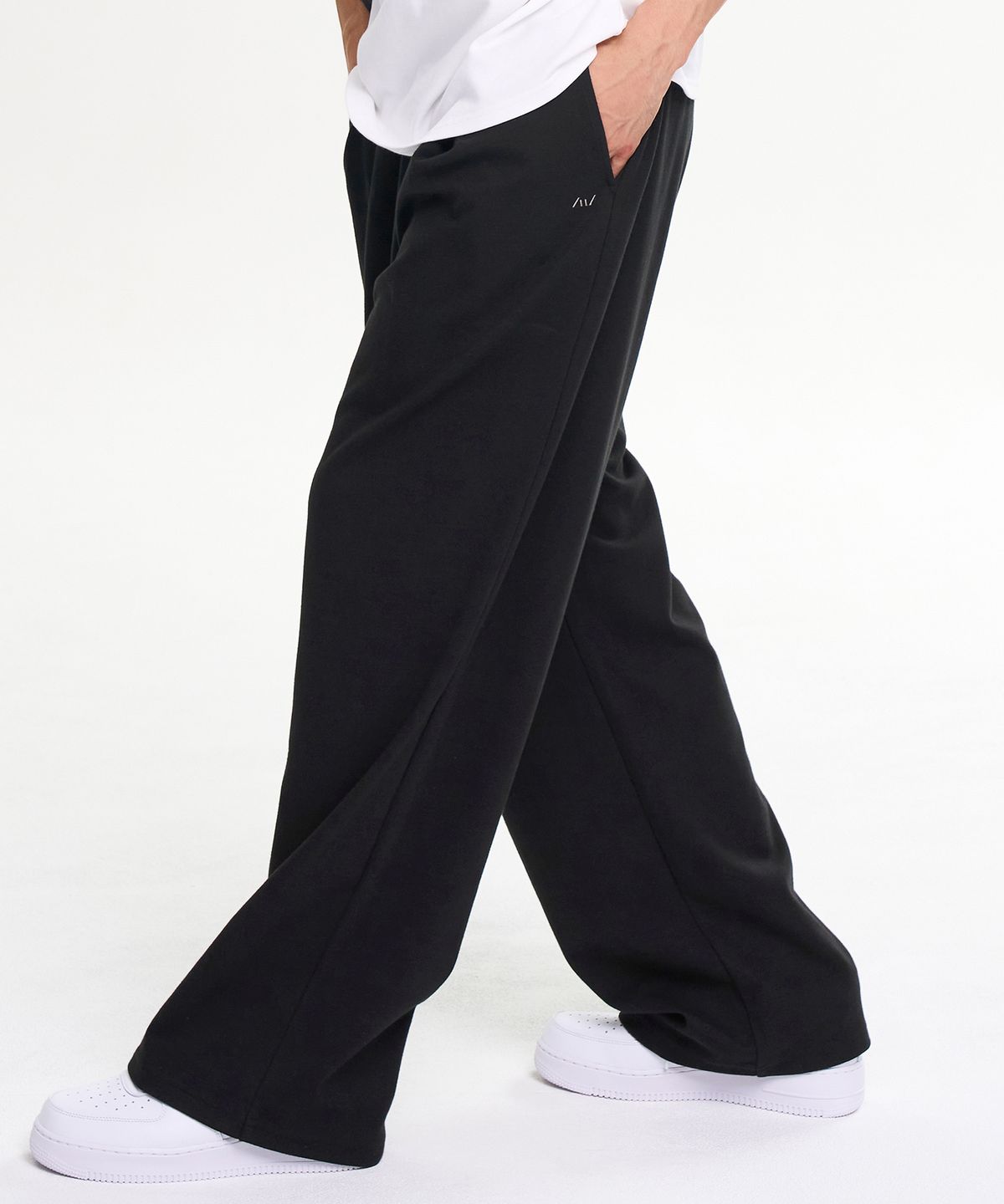 레이지비(LAZYBEE) [여름용] 원턱 스웨트 팬츠 운동복 트레이닝복 와이드 밴딩 스웻 바지 M 블랙