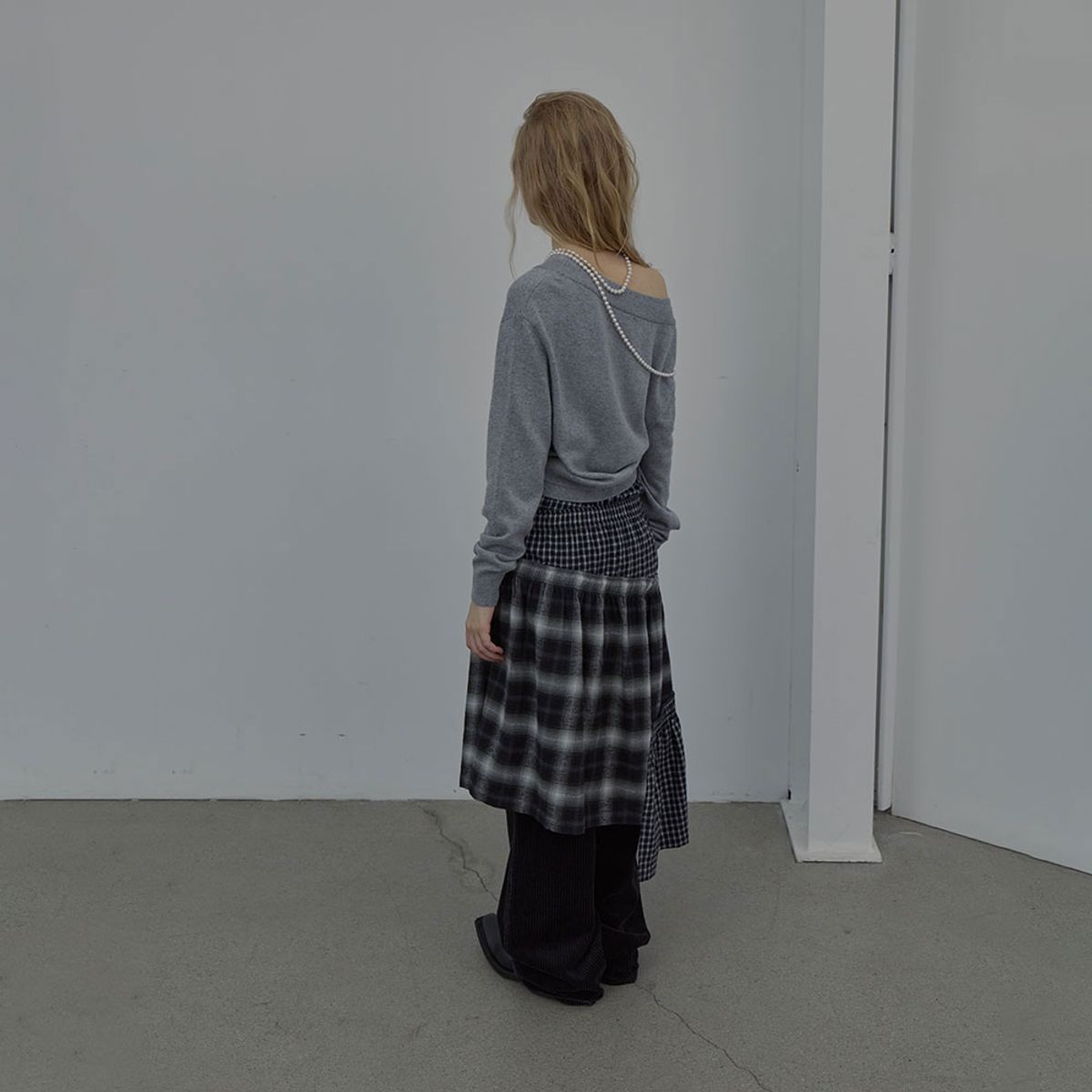 엘씨디씨티엠(LCDC™) DOUBLE-LAYER WAVY CARDIGAN (MELANGE GREY)