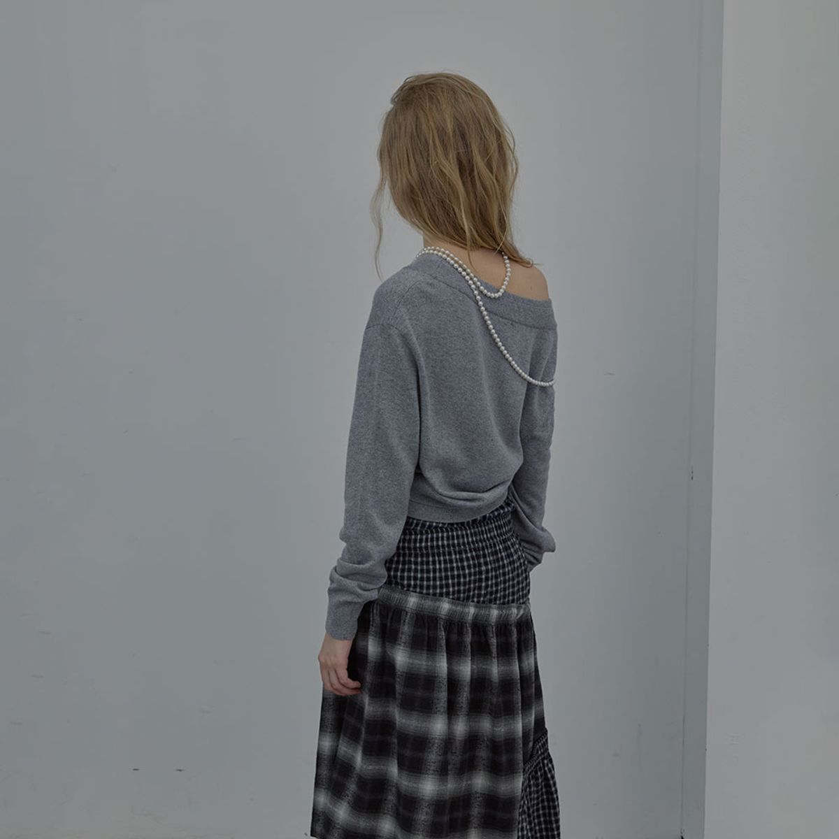 엘씨디씨티엠(LCDC™) DOUBLE-LAYER WAVY CARDIGAN (MELANGE GREY)