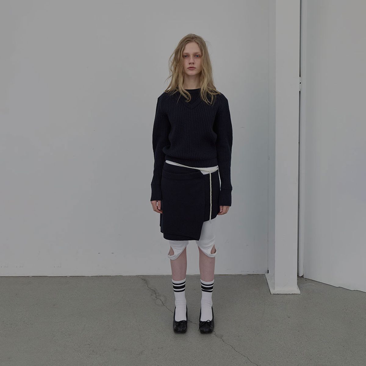 엘씨디씨티엠(LCDC™) DOUBLE LAYER KNIT SKIRT (NAVY)
