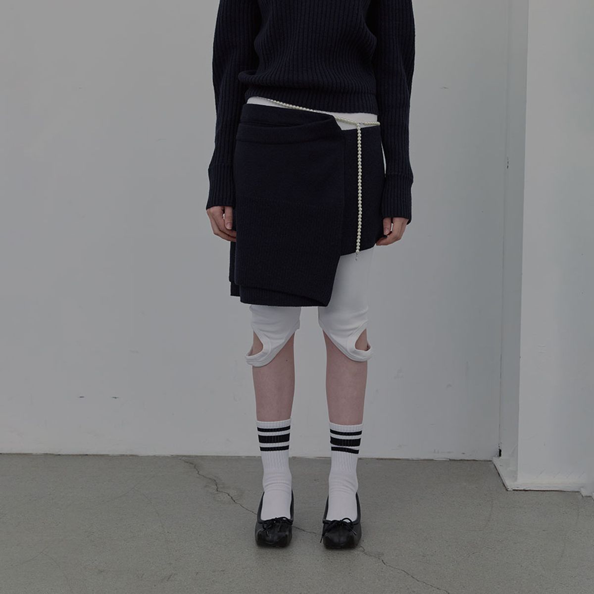 엘씨디씨티엠(LCDC™) DOUBLE LAYER KNIT SKIRT (NAVY)