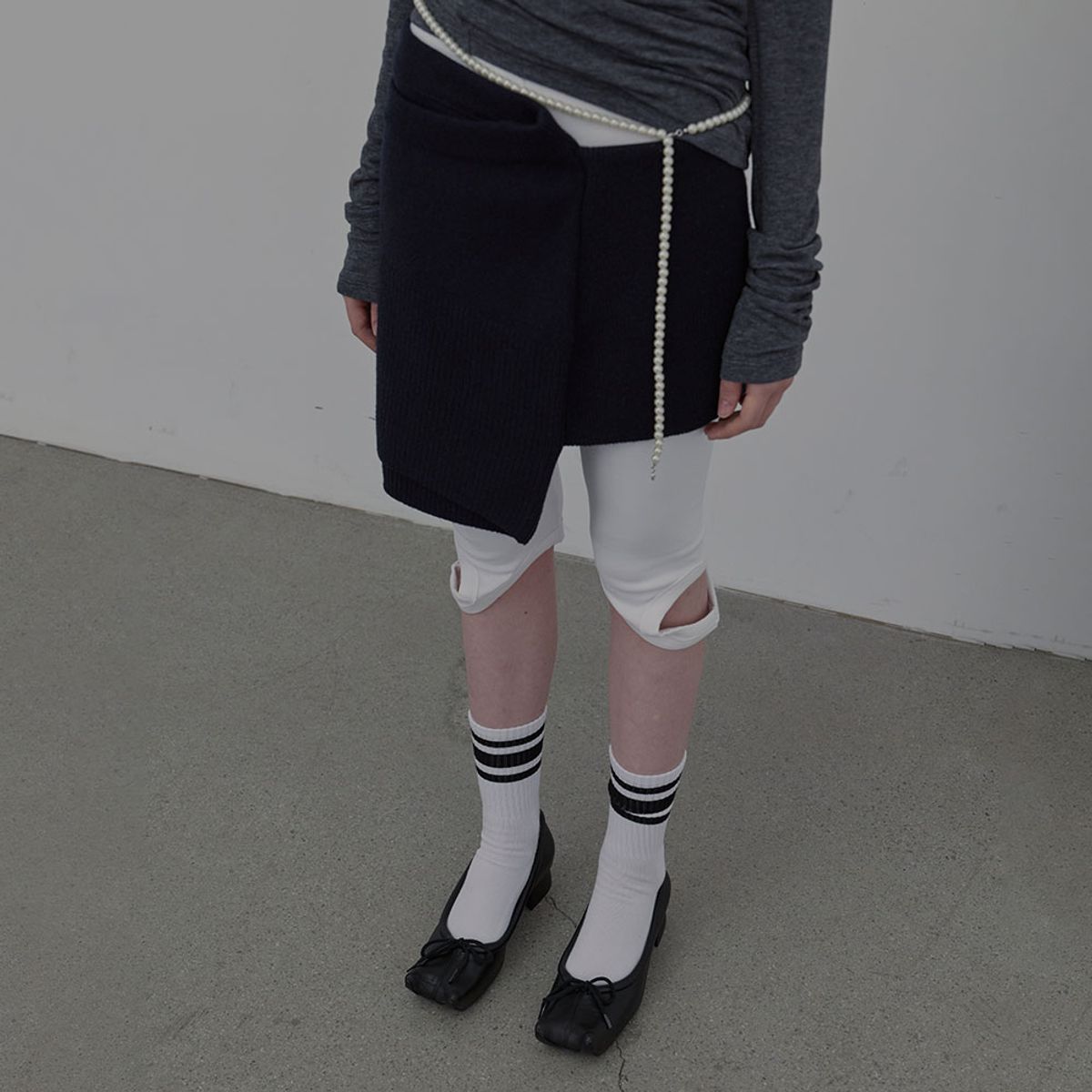엘씨디씨티엠(LCDC™) DOUBLE LAYER KNIT SKIRT (NAVY)