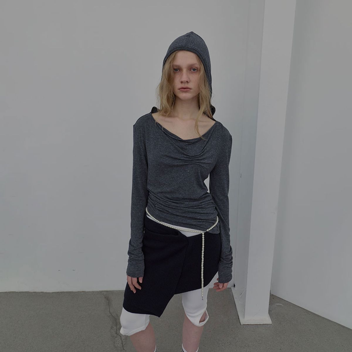 엘씨디씨티엠(LCDC™) DOUBLE LAYER KNIT SKIRT (NAVY)