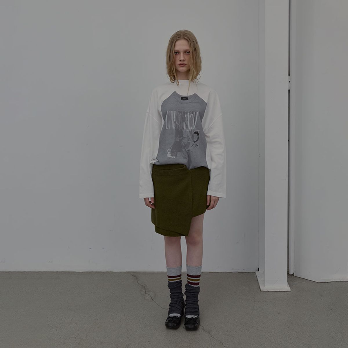 엘씨디씨티엠(LCDC™) DOUBLE LAYER KNIT SKIRT (KHAKI)