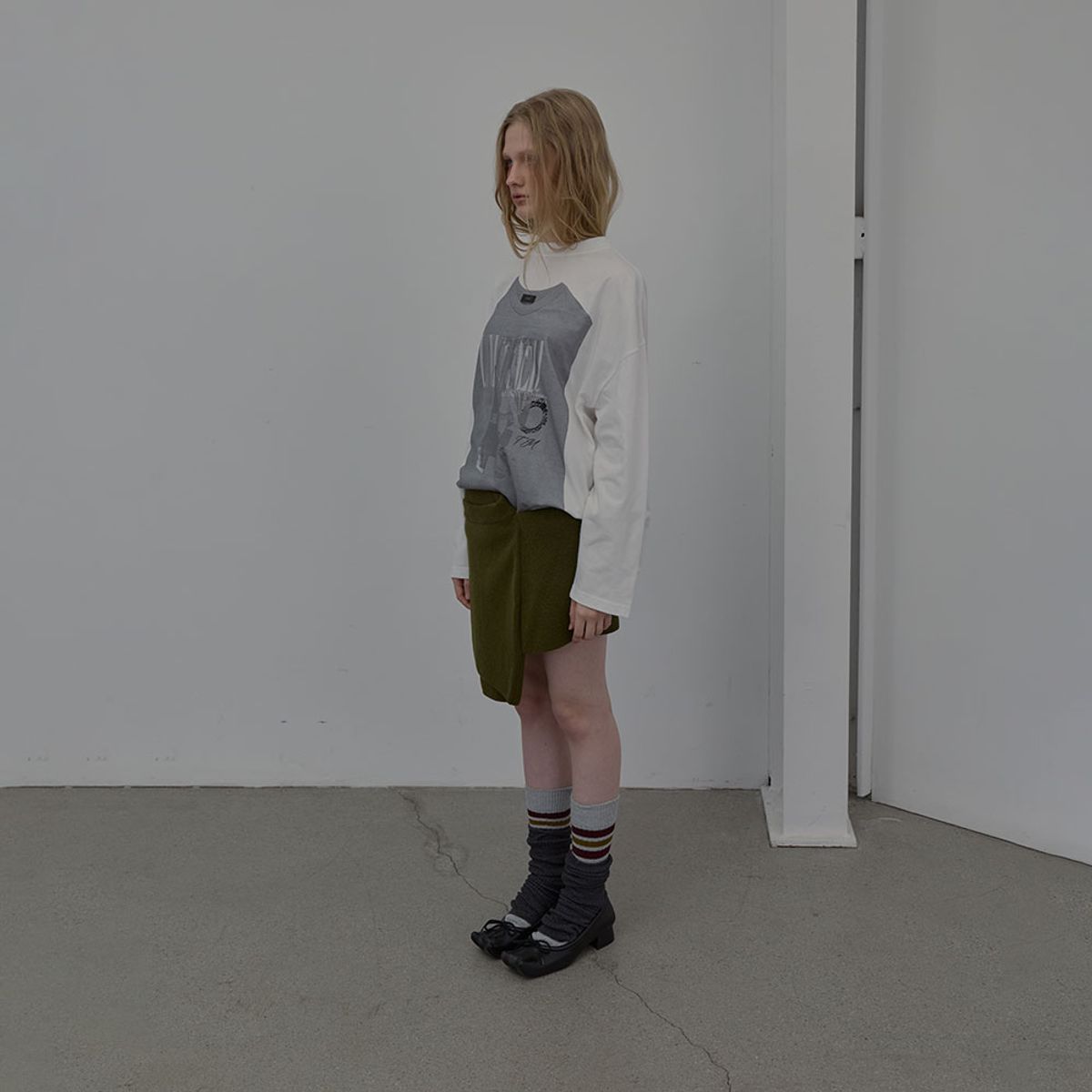 엘씨디씨티엠(LCDC™) DOUBLE LAYER KNIT SKIRT (KHAKI)