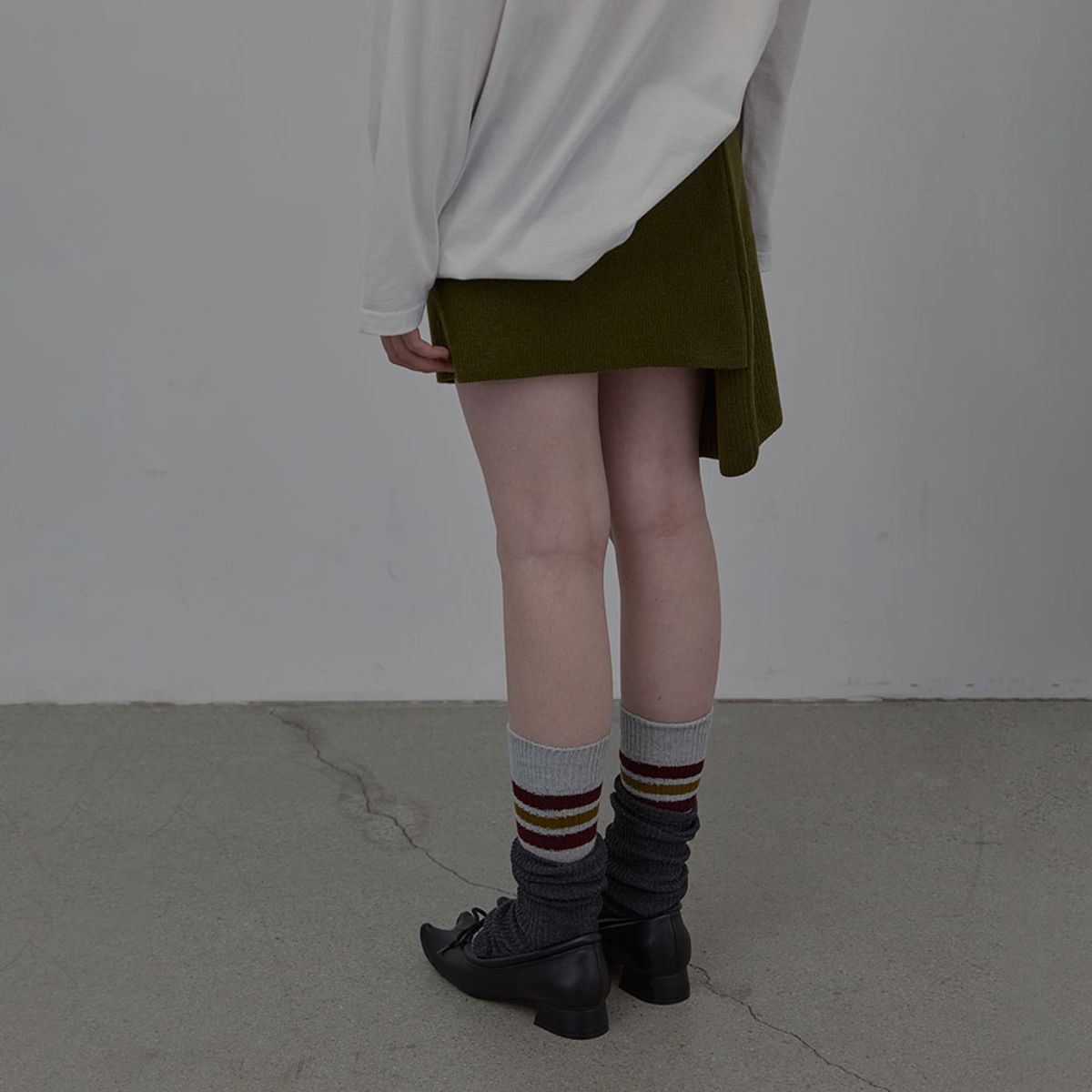 엘씨디씨티엠(LCDC™) DOUBLE LAYER KNIT SKIRT (KHAKI)