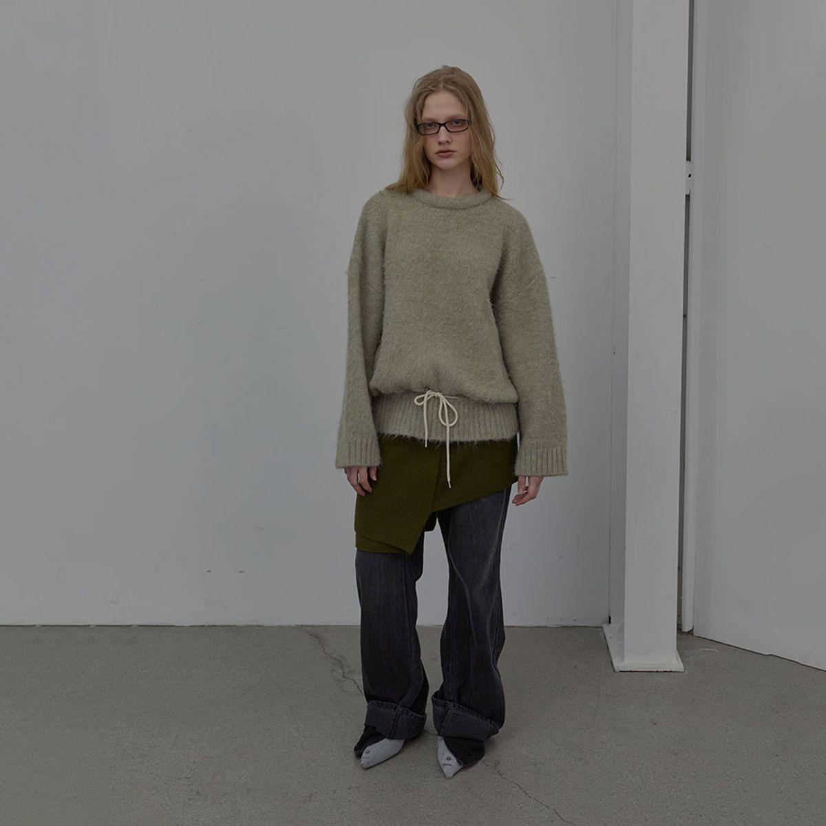 엘씨디씨티엠(LCDC™) DOUBLE LAYER KNIT SKIRT (KHAKI)