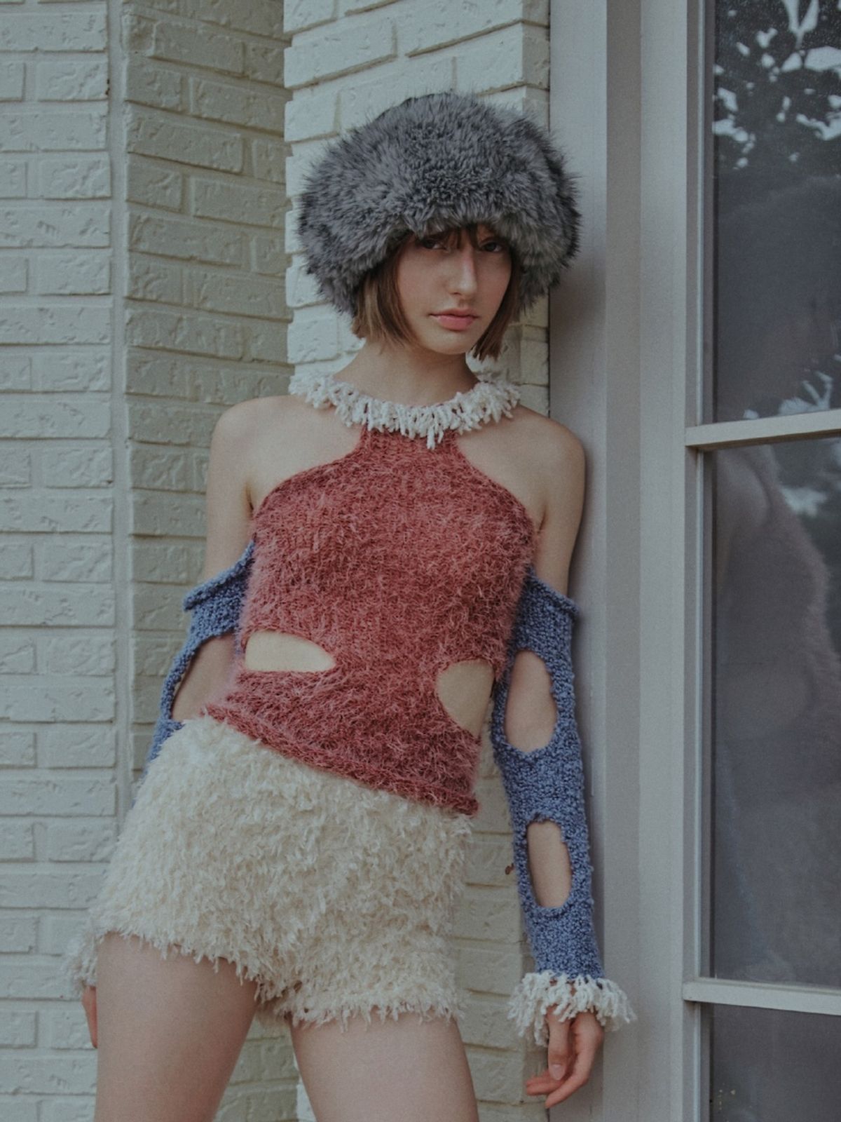 포에지담(POESIEDAME) KNIT FUR TOQUE HAT IN BLACK