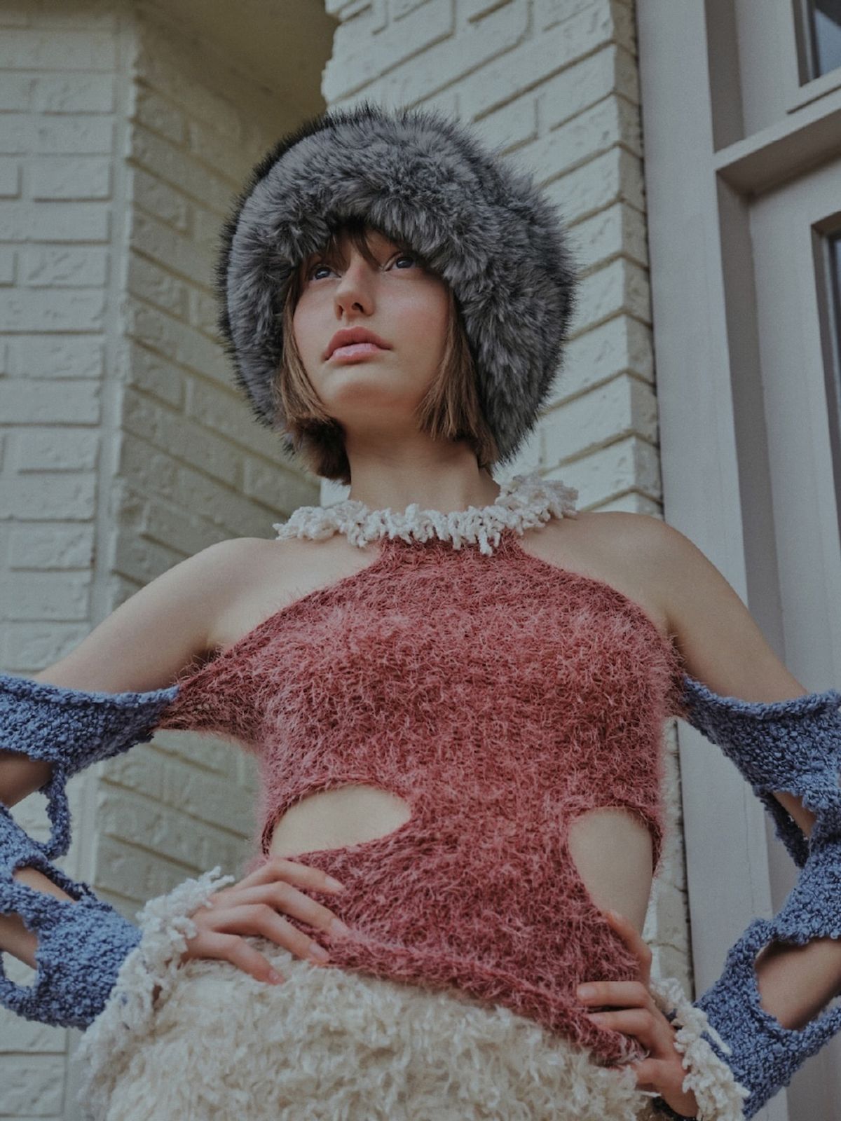 포에지담(POESIEDAME) KNIT FUR TOQUE HAT IN BLACK