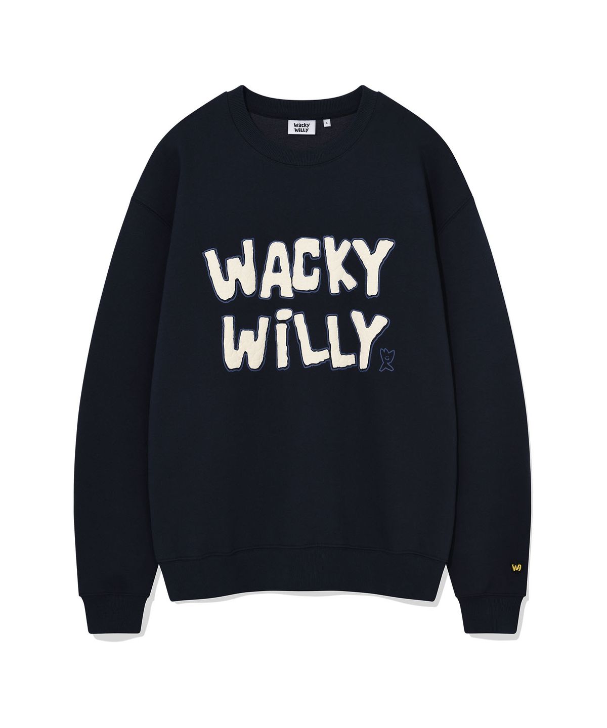 와키윌리(WACKY WILLY) 부클 자수 맨투맨 네이비
