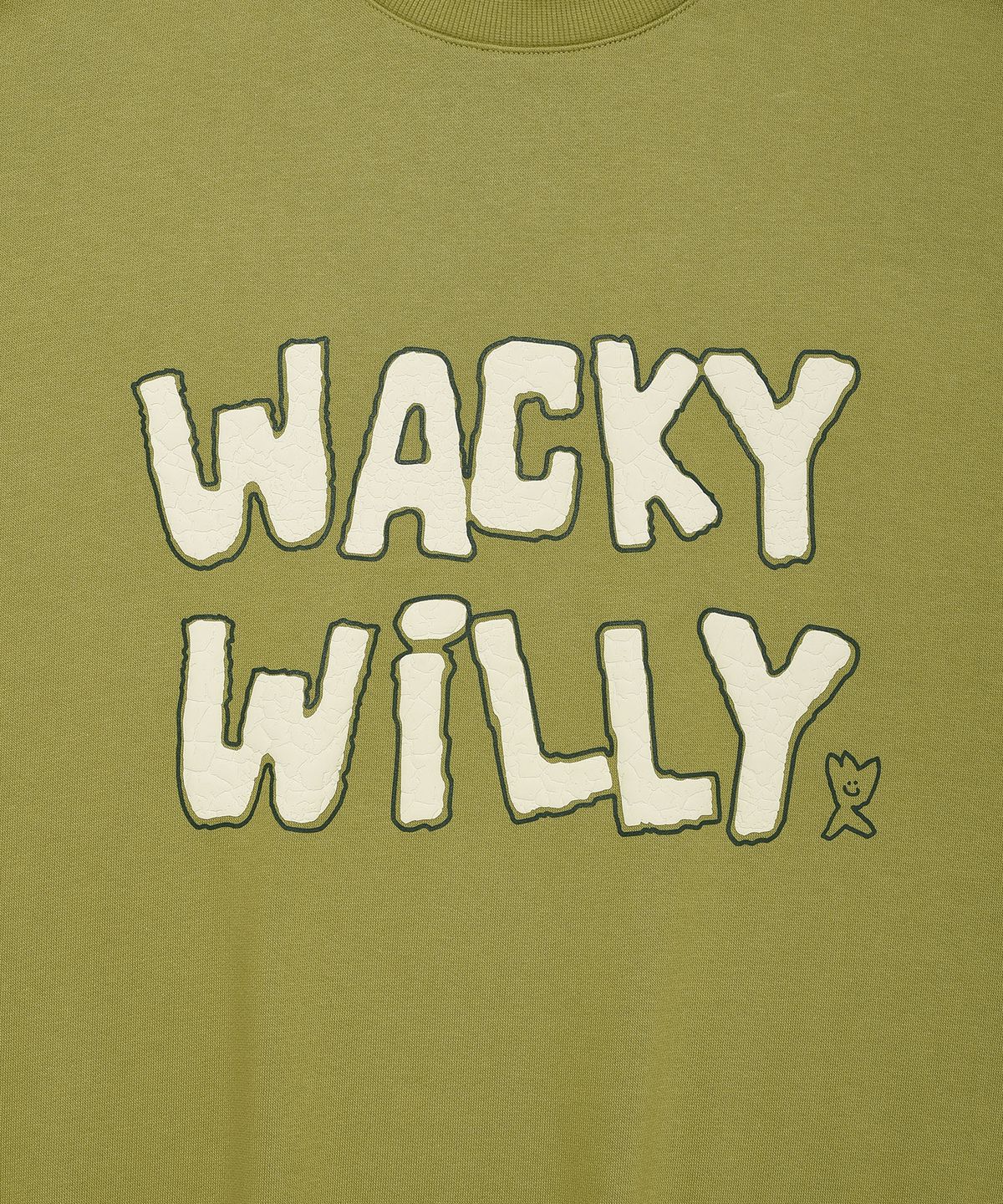와키윌리(WACKY WILLY) 부클 자수 맨투맨 그린