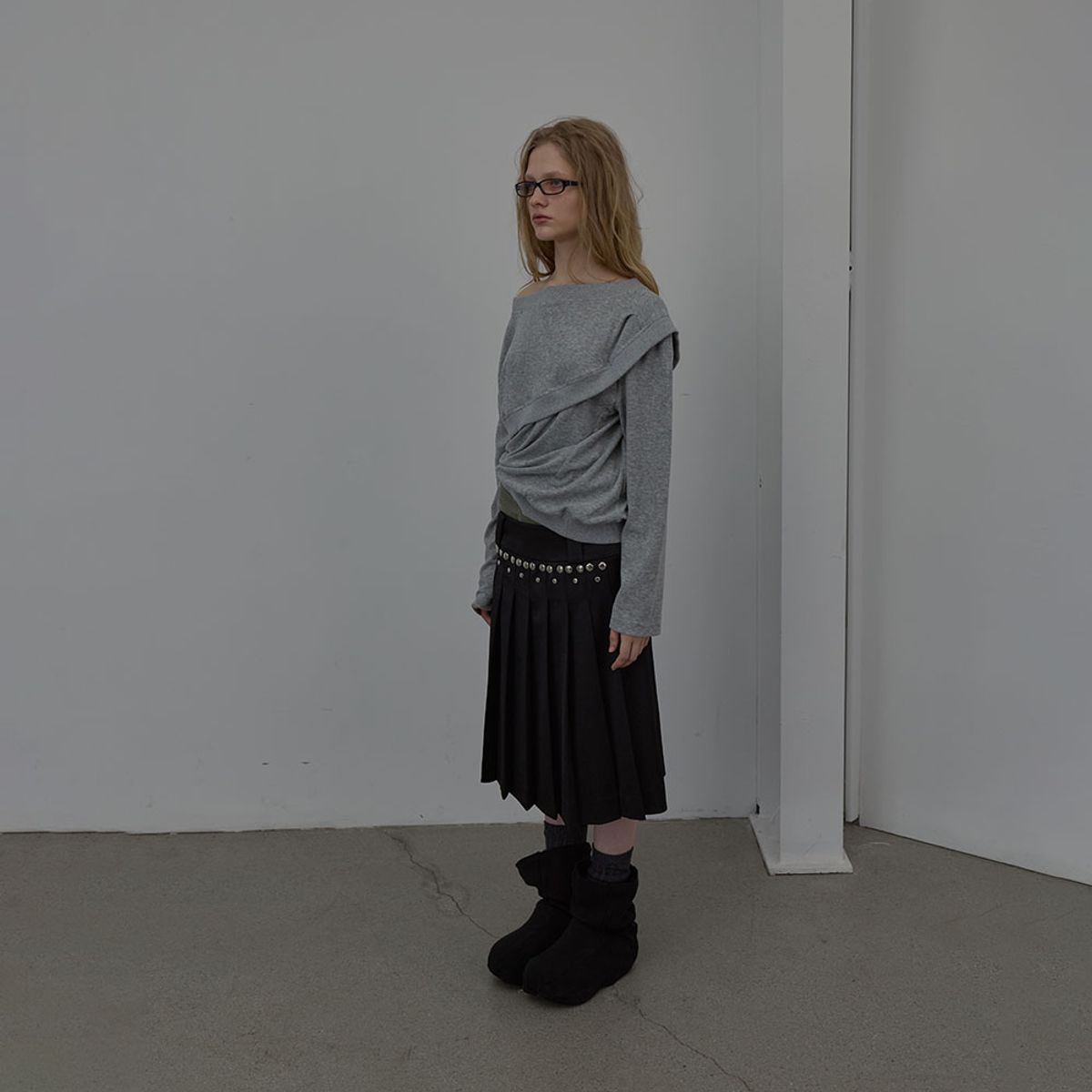 엘씨디씨티엠(LCDC™) LAYERED DETAIL JERSEY TOP (MELANGE GREY)