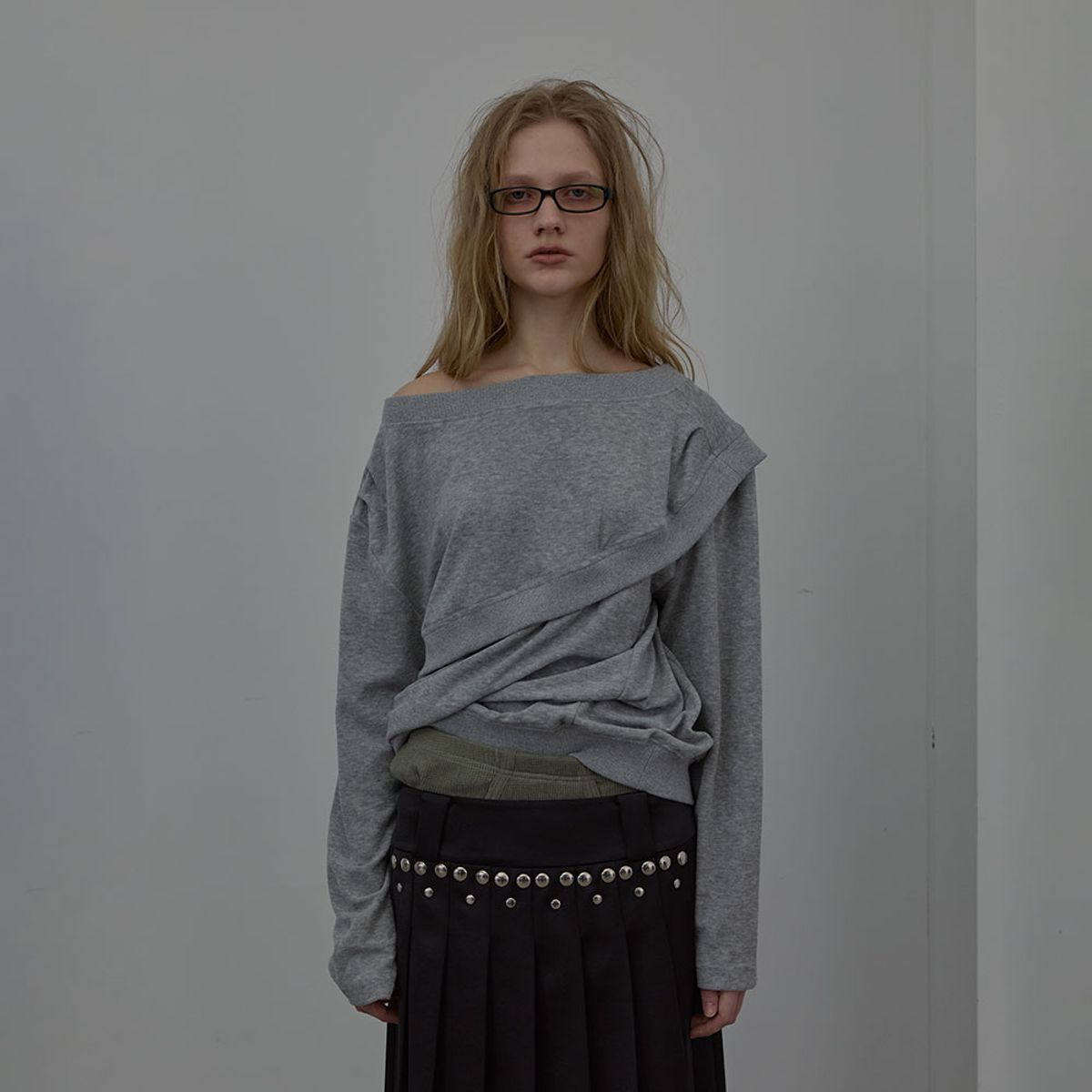 엘씨디씨티엠(LCDC™) LAYERED DETAIL JERSEY TOP (MELANGE GREY)