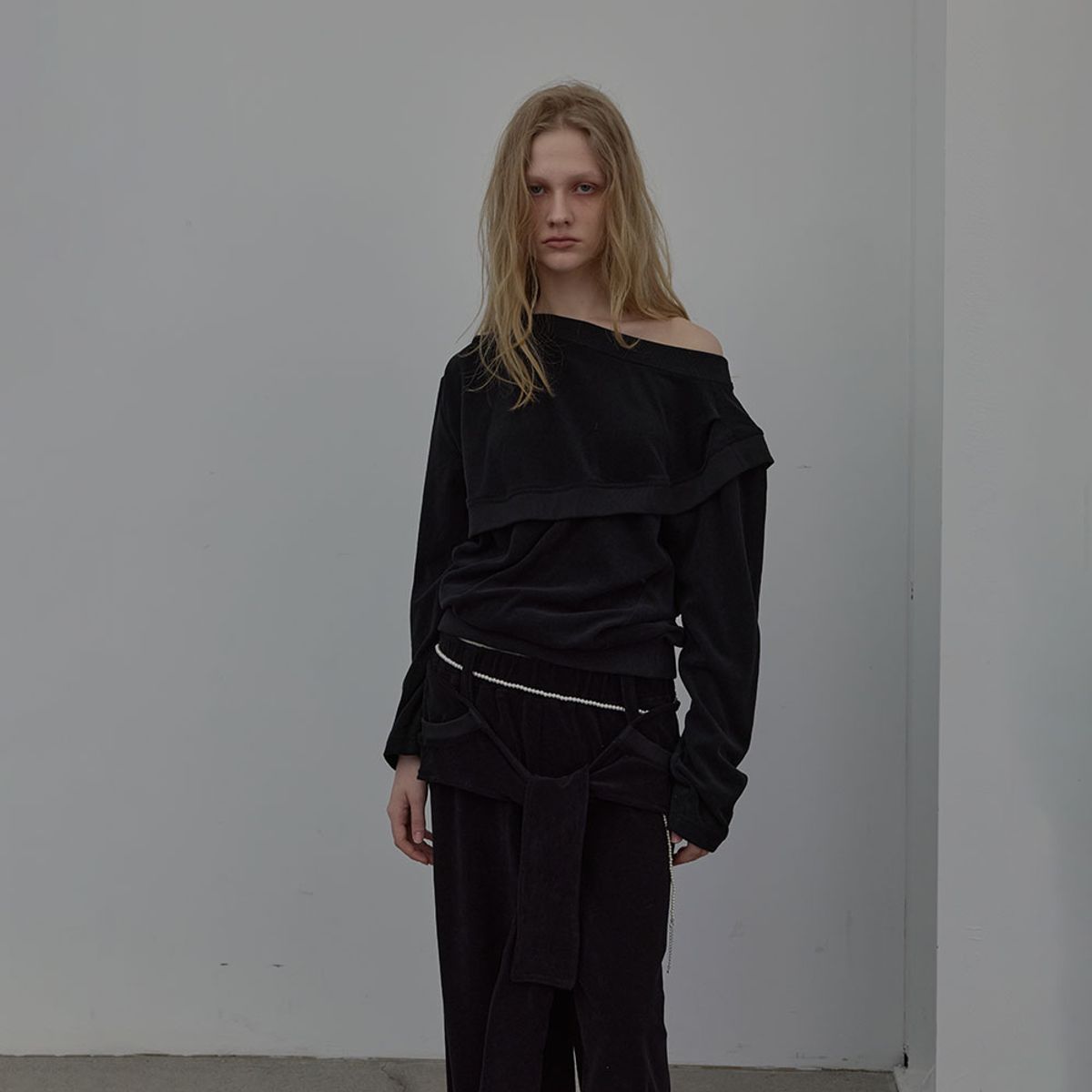 엘씨디씨티엠(LCDC™) LAYERED DETAIL JERSEY TOP (BLACK)