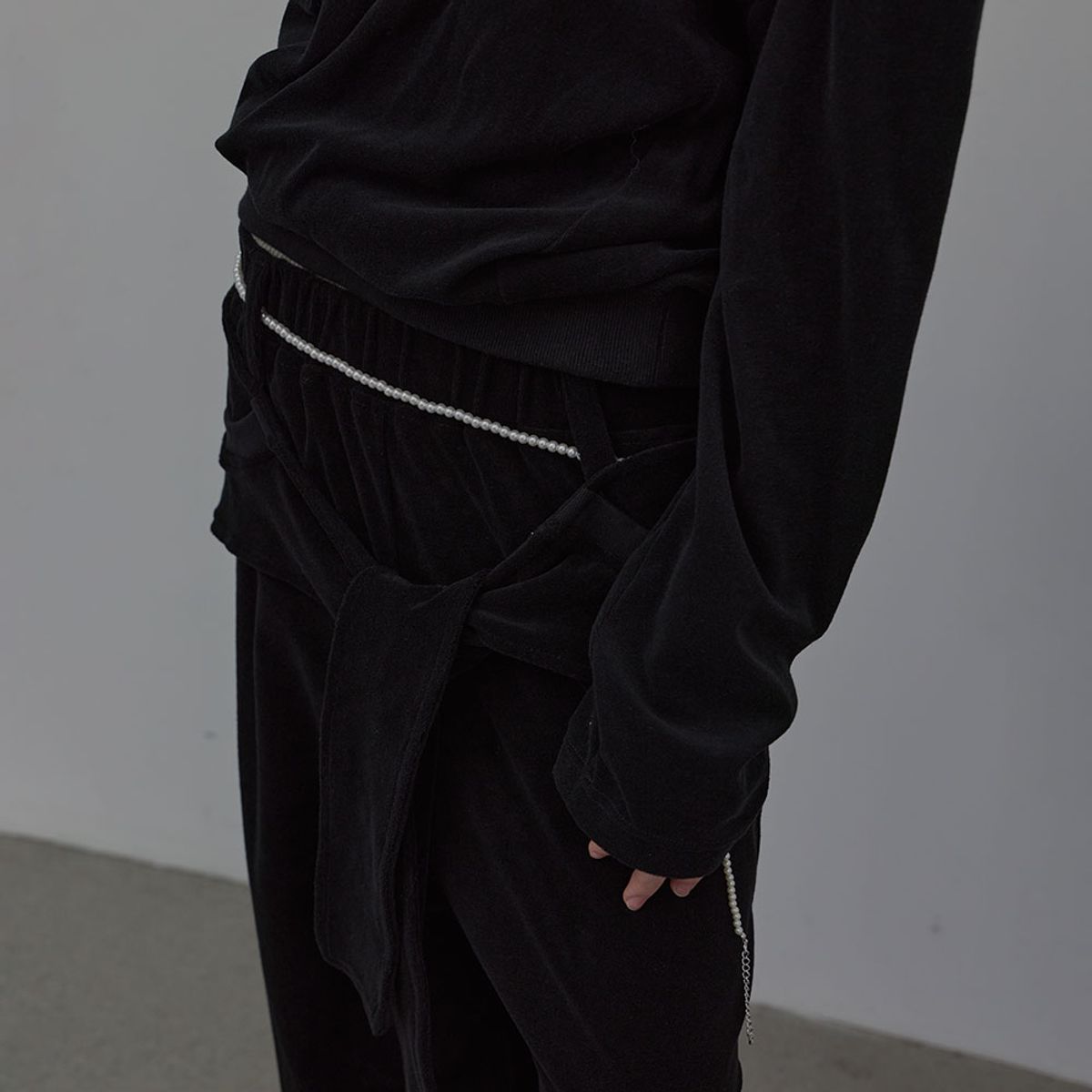 엘씨디씨티엠(LCDC™) TIED DETAIL JERSEY PANTS (BLACK)