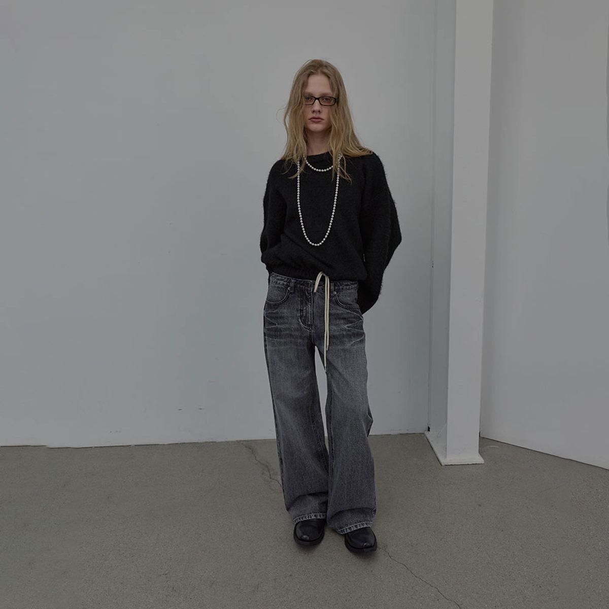 엘씨디씨티엠(LCDC™) WIDE-LEG WASHED DENIM (BLACK)