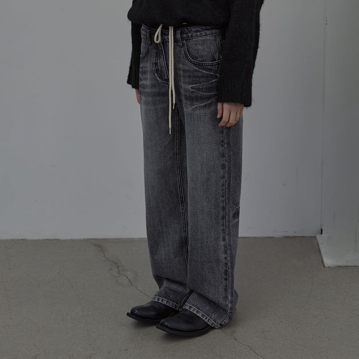 엘씨디씨티엠(LCDC™) WIDE-LEG WASHED DENIM (BLACK)