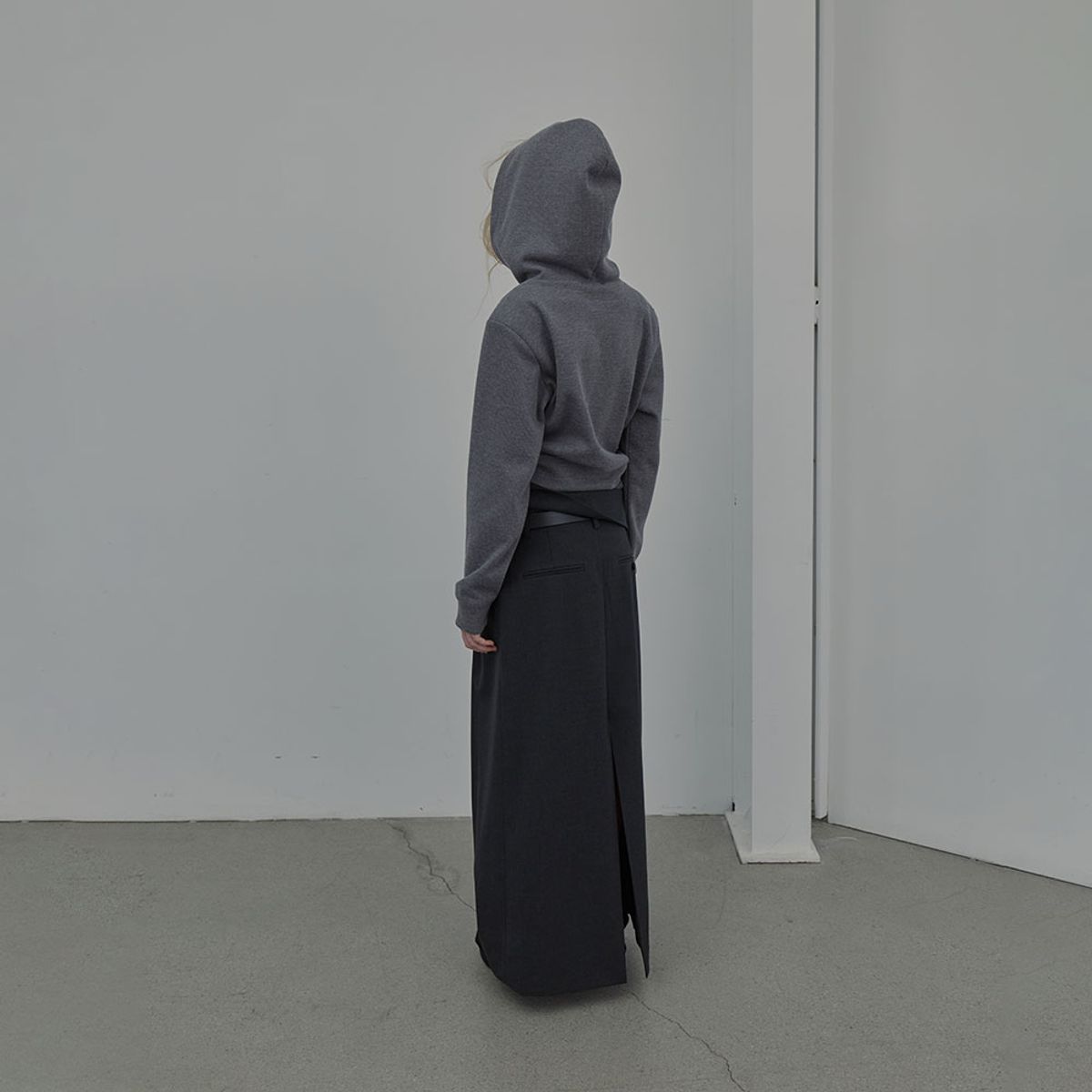 엘씨디씨티엠(LCDC™) FOLD-OVER CHECK SKIRT (DARK GREY)