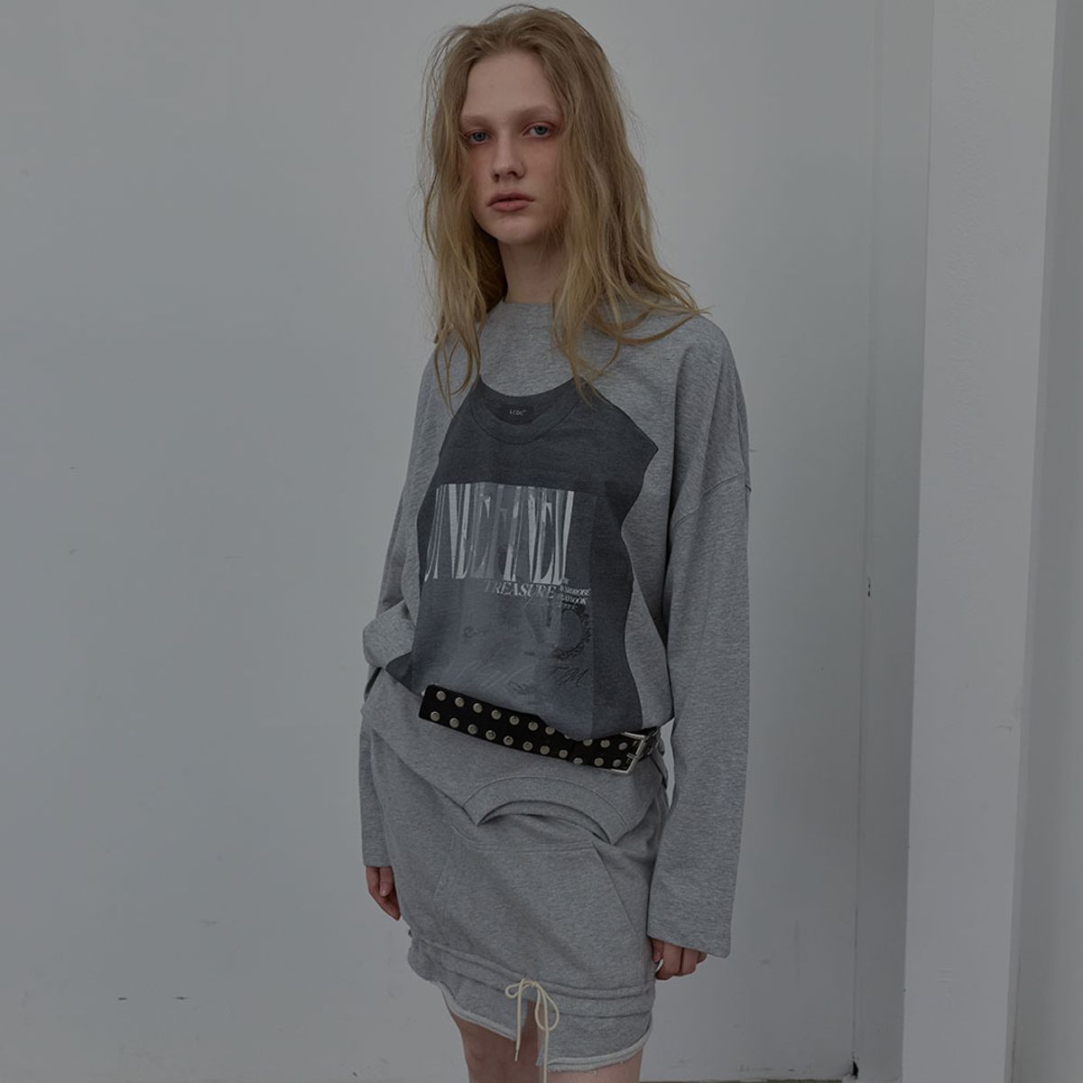 엘씨디씨티엠(LCDC™) NECK-LINE SWEAT SKIRT (MELANGE GREY)
