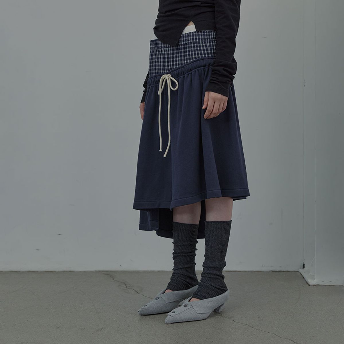 엘씨디씨티엠(LCDC™) CHECKMIX JERSEY SKIRT (NAVY)