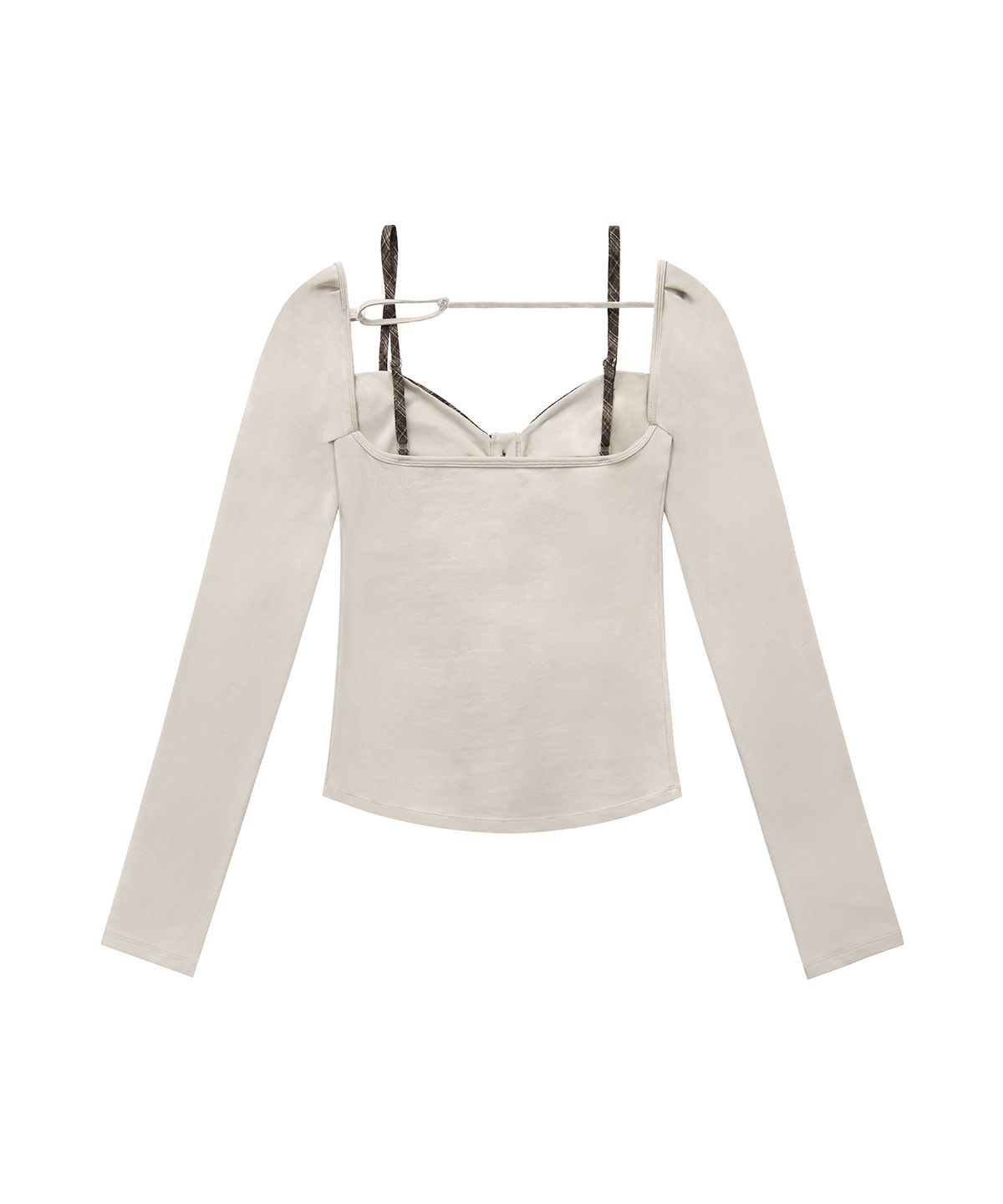 이와이이알(EYEER) Check Pattern Layerd Long Sleeve - Beige