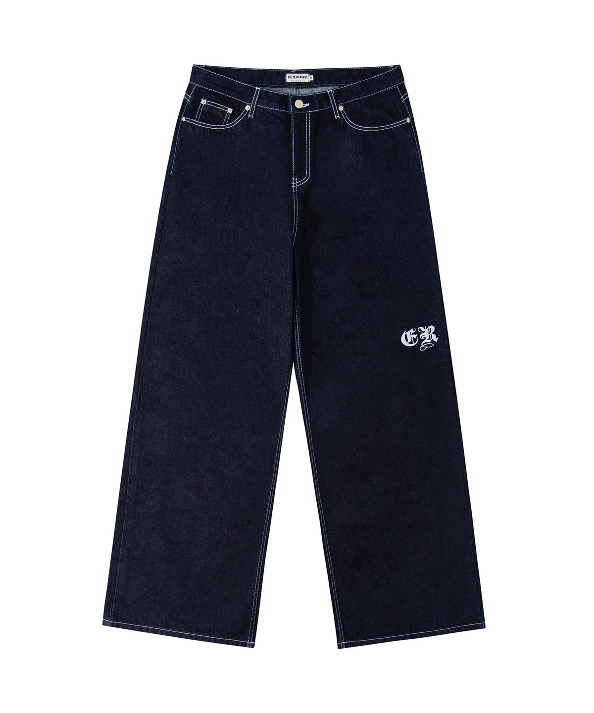 이와이이알(EYEER) Lion Embroidery Wide Denim Pants - Indigo Blue
