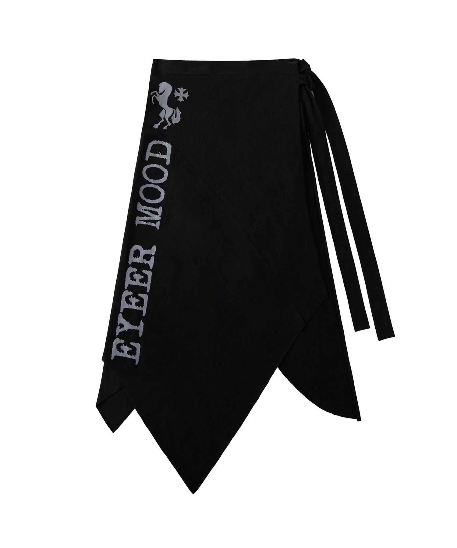MUSINSA公式 | EYEER Incision Wrap Long Skirt - Black