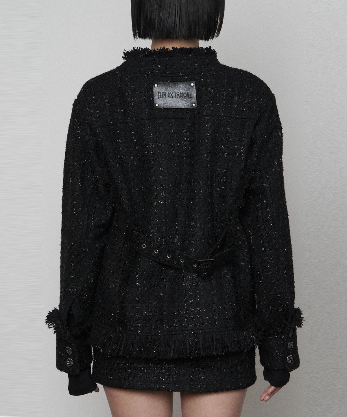 에트오소메(ETRE AU SOMMET) Back- belt Pocket Overfit Tweed Jacket ( BLACK )