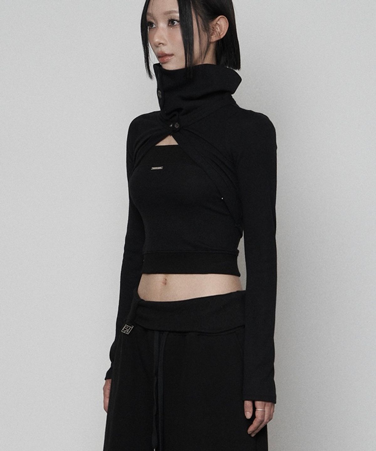 에트오소메(ETRE AU SOMMET) Polar Open Bolero Top Set (BLACK)