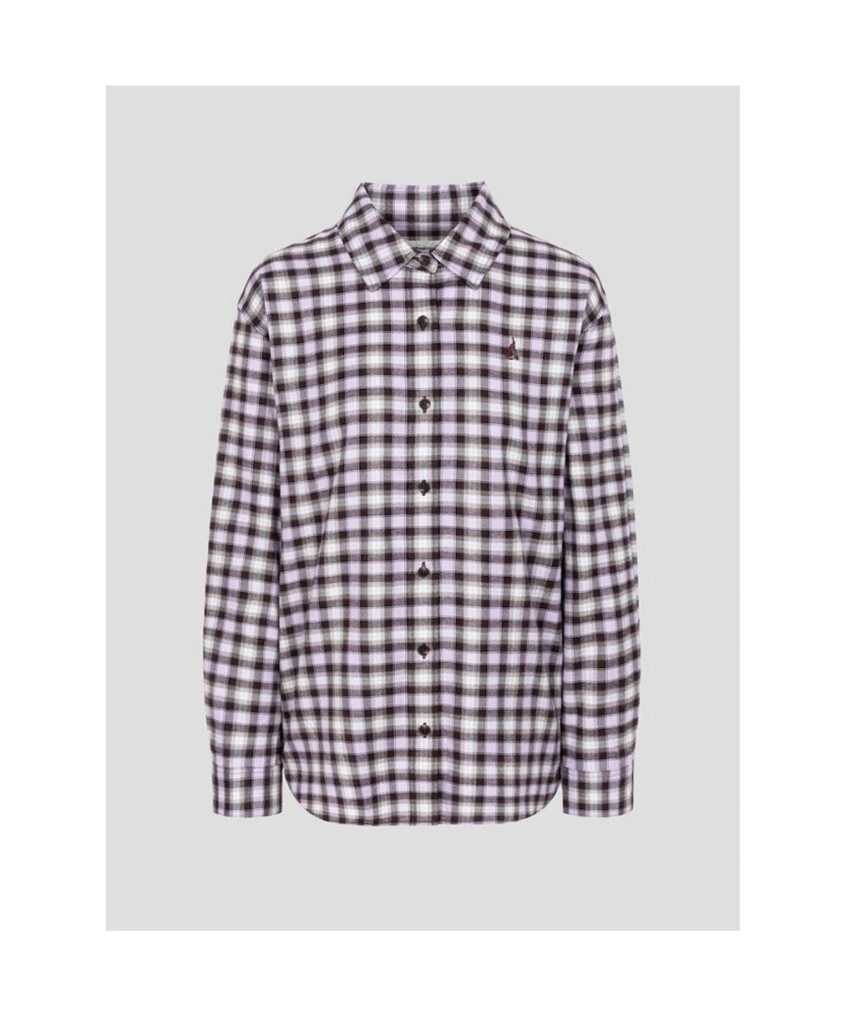 빈폴 레이디스(BEANPOLE LADIES) 기모 체크 오버핏 셔츠  라벤더 (BF5964C03T)