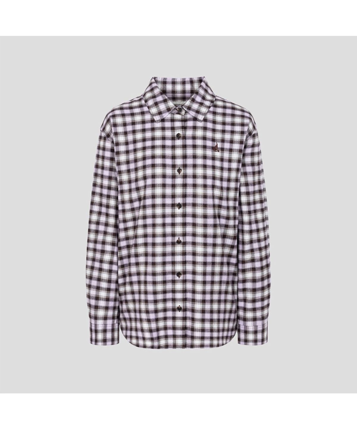 빈폴 레이디스(BEANPOLE LADIES) 기모 체크 오버핏 셔츠  라벤더 (BF5964C03T)