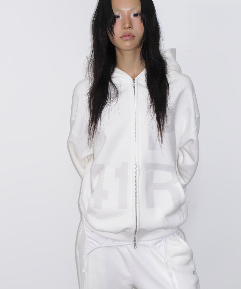 MUSINSA | 41PRAY Graphic Zip Up Hoodie / Ivory