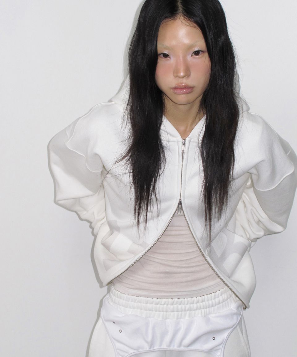 MUSINSA | 41PRAY Graphic Zip Up Hoodie / Ivory