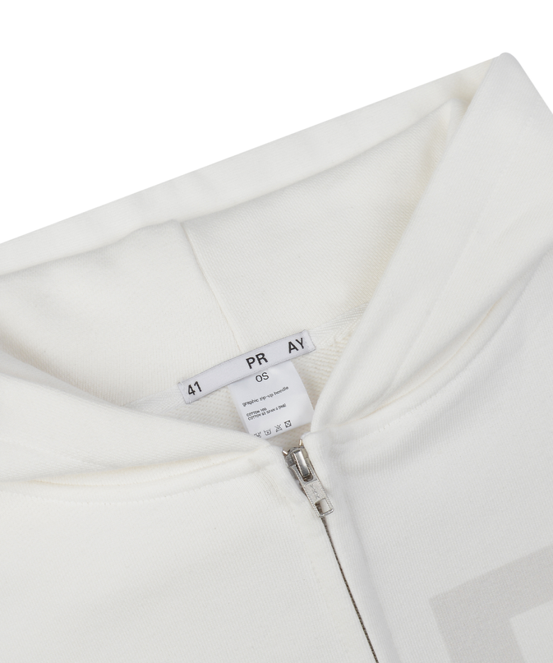 MUSINSA | 41PRAY Graphic Zip Up Hoodie / Ivory