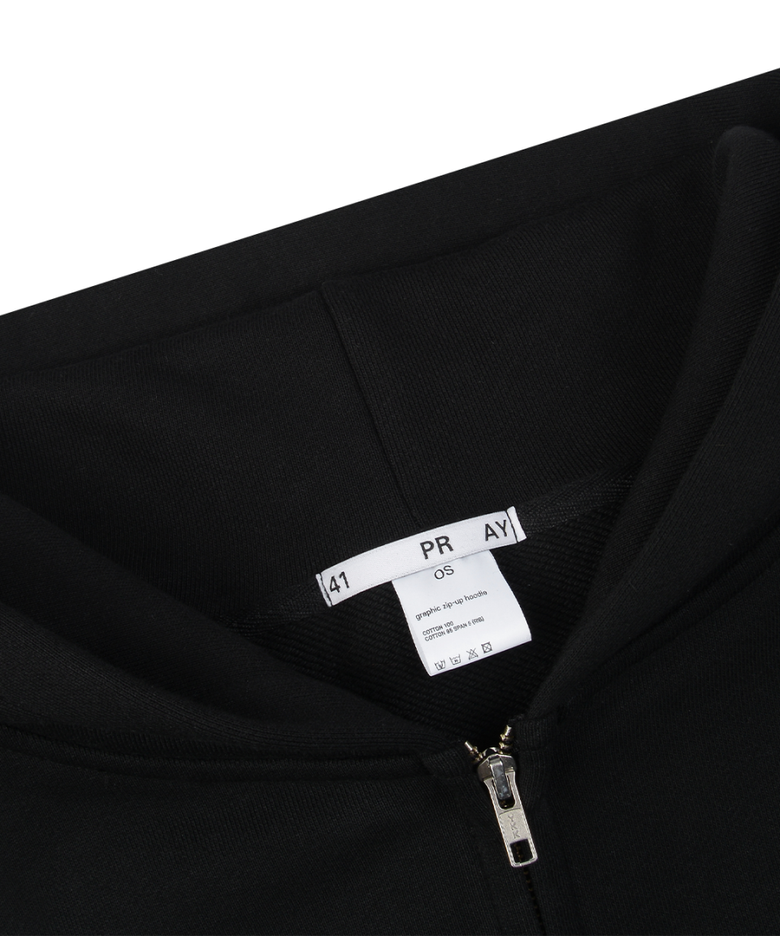 MUSINSA公式 | 41PRAY Graphic Zip Up Hoodie / Black