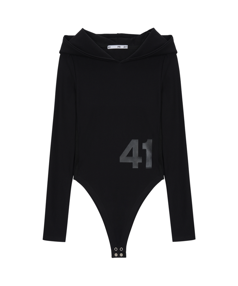 MUSINSA | 41PRAY Hoodie Bodysuit / Black