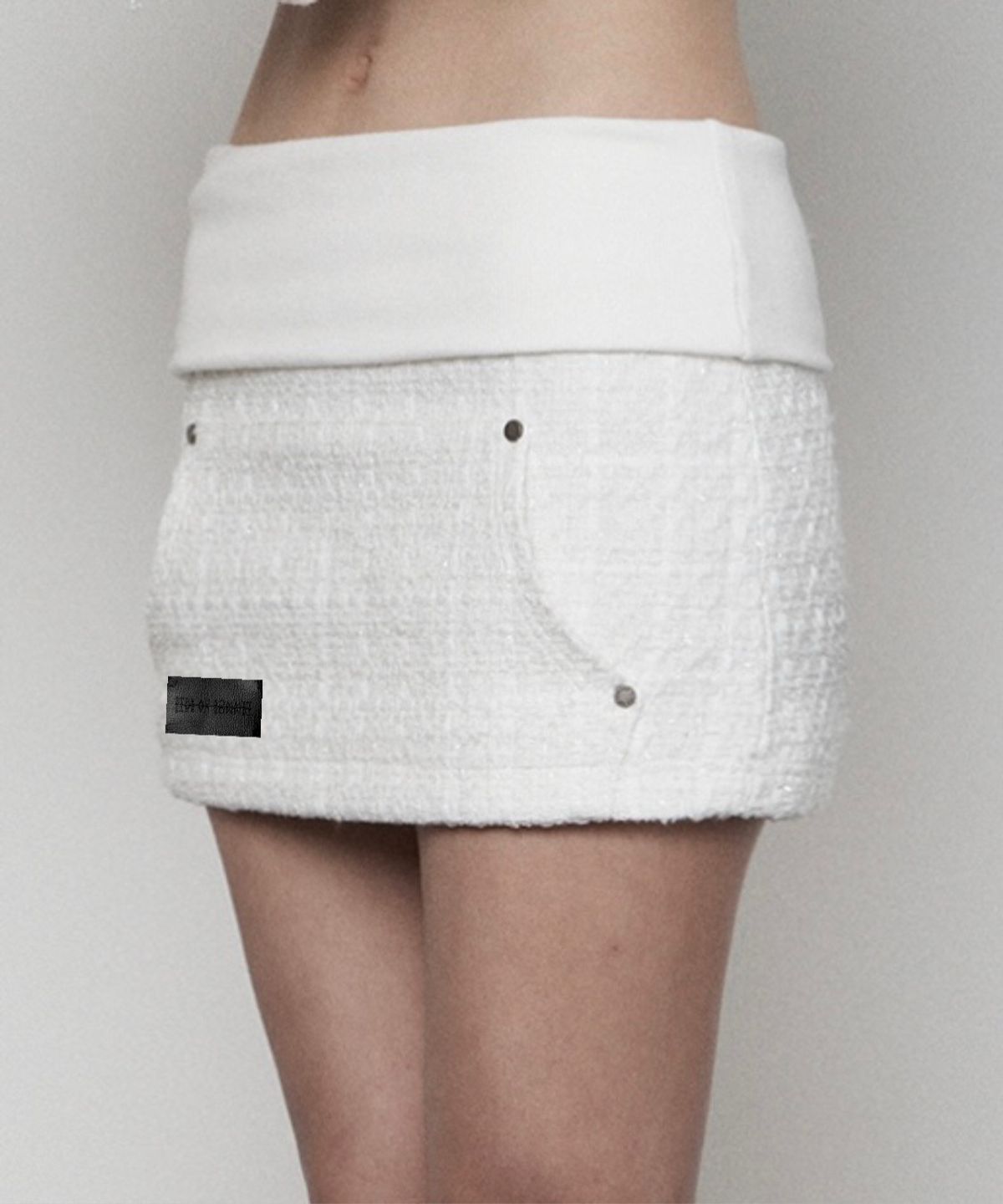에트오소메(ETRE AU SOMMET) Rib Hoodie Pocket Tweed Skirt ( WHITE )