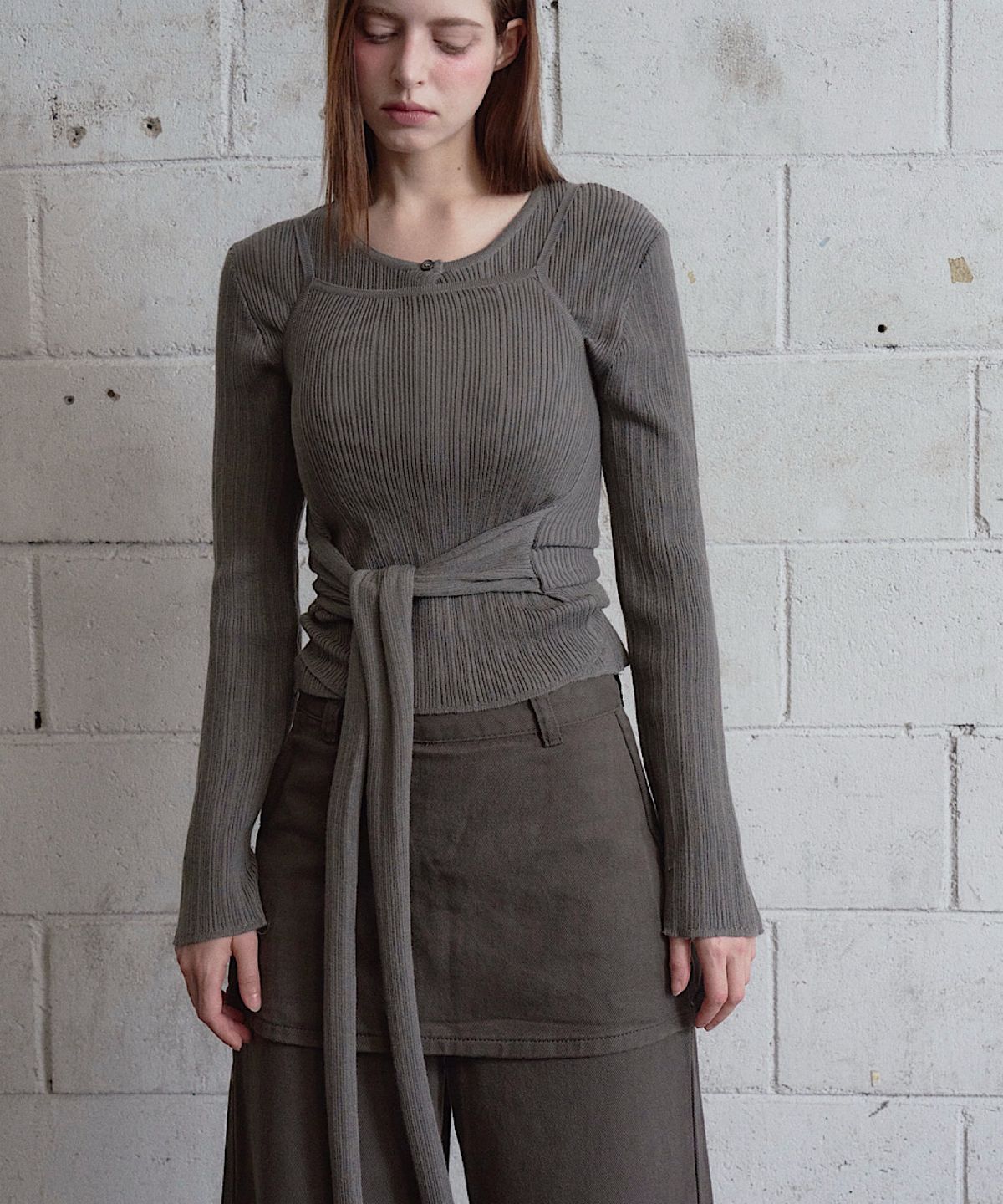 아포엠(APOEM) STRAP KNIT CARDIGAN SET (3C)