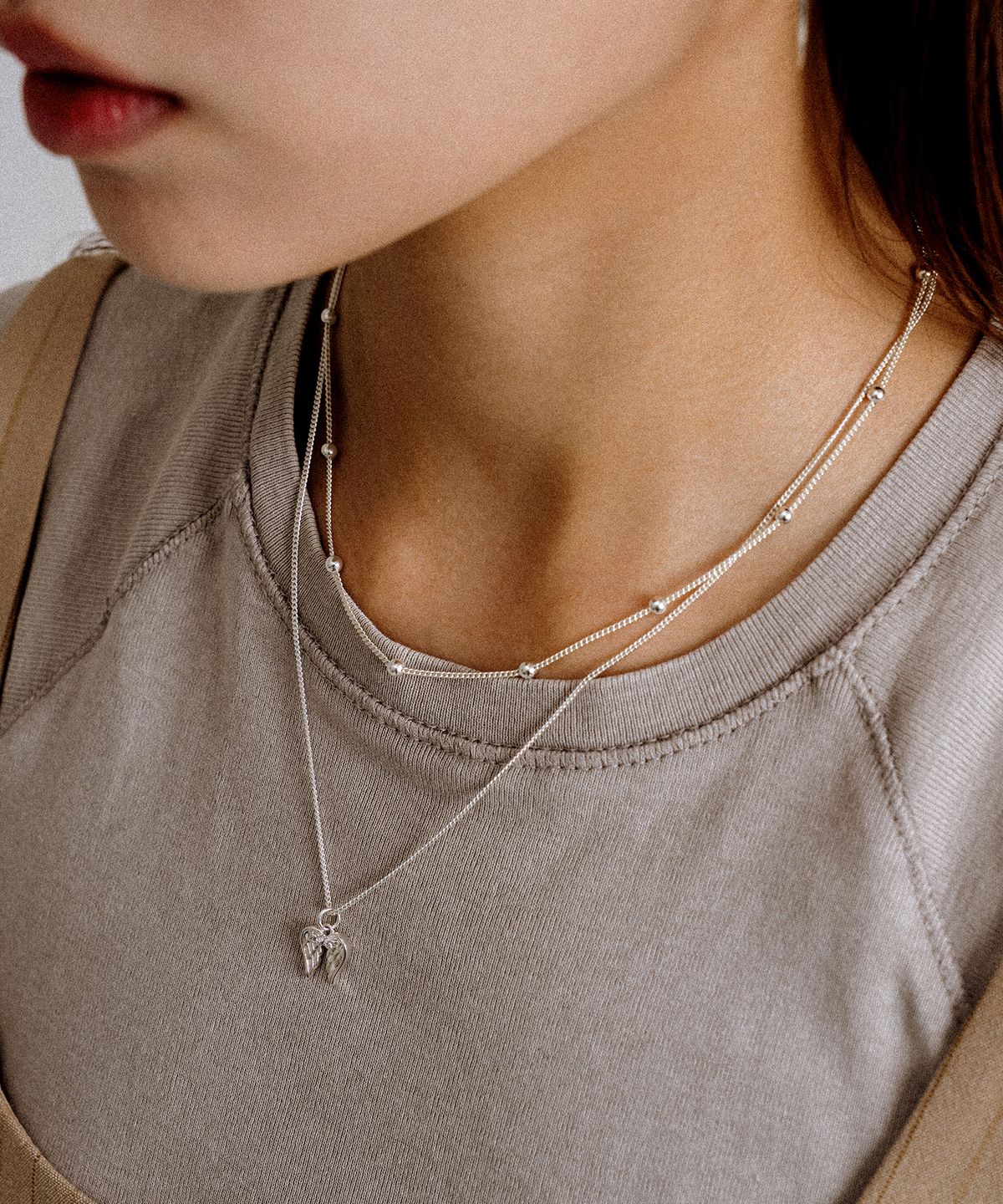 스칼렛또(SCALETTO) UR004 Wing Pendant Layered Necklace
