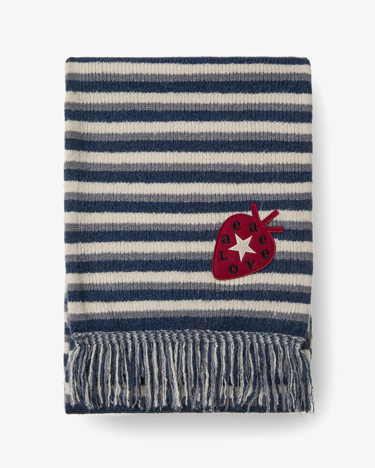 에이이에이이(AEAE) STRIPE TASSEL MUFFLER [BLUE]