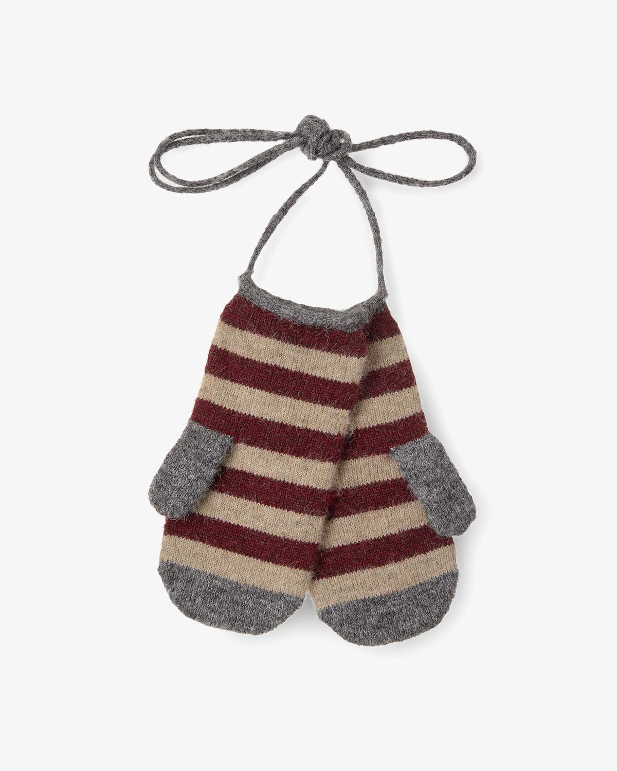 에이이에이이(AEAE) STRIPE MITTEN GLOVES [BURGUNDY]