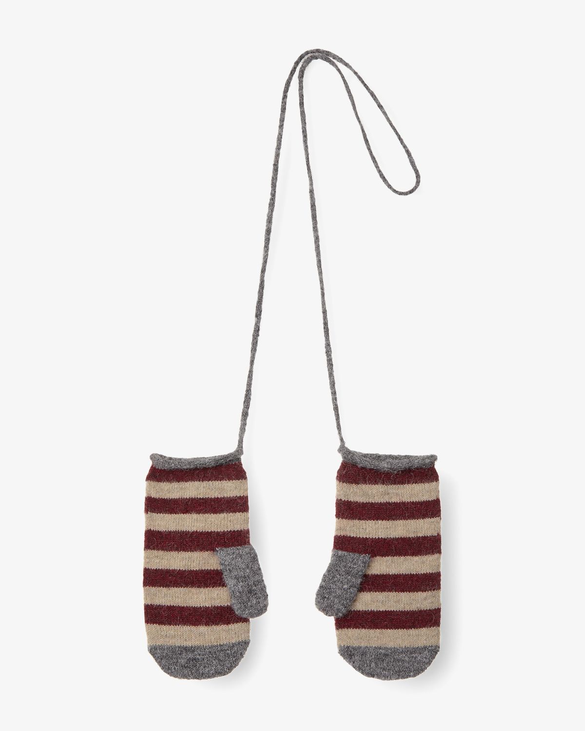 에이이에이이(AEAE) STRIPE MITTEN GLOVES [BURGUNDY]