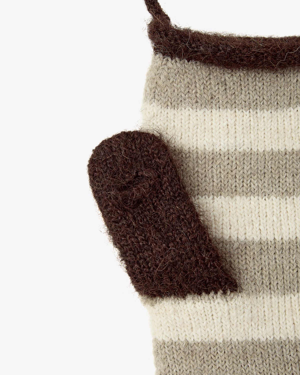 에이이에이이(AEAE) STRIPE MITTEN GLOVES [KHAKI]