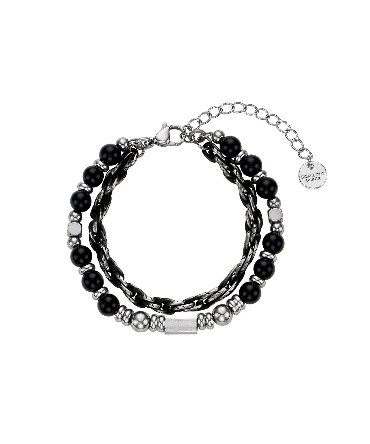 스칼렛또블랙(SCALETTOBLACK) URM014 Layered Chain & Stone Bracelet