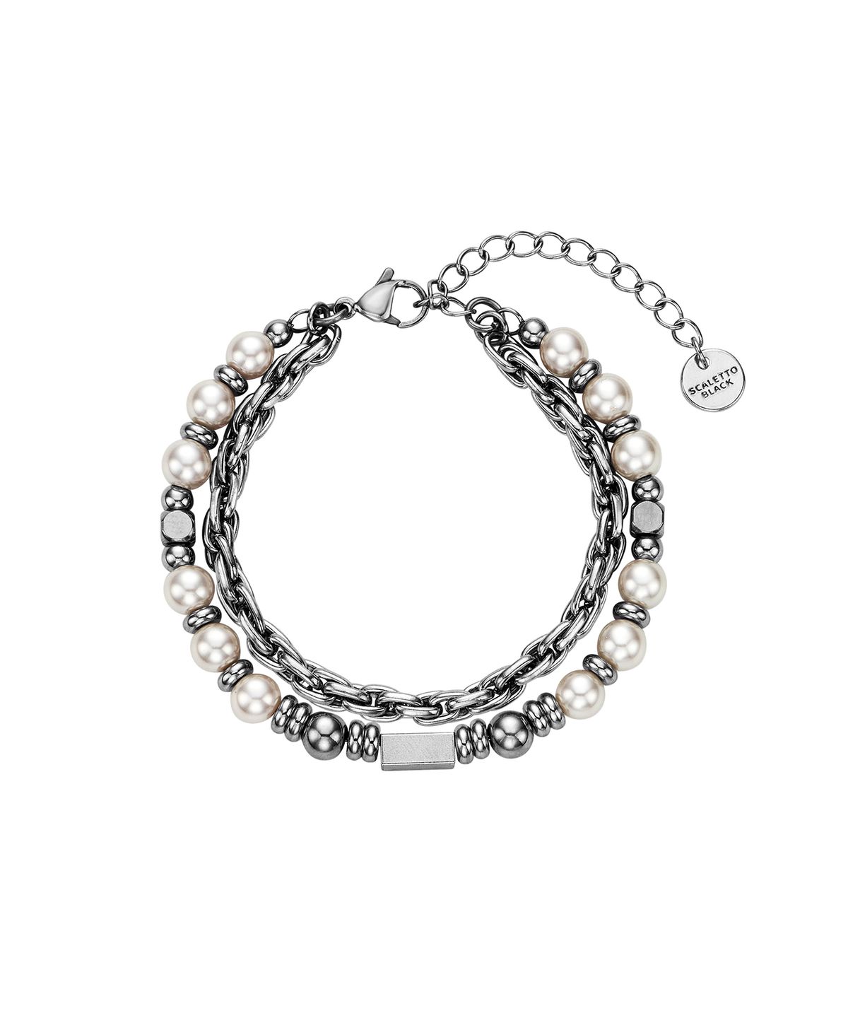 스칼렛또블랙(SCALETTOBLACK) URM014 Layered Chain & Stone Bracelet