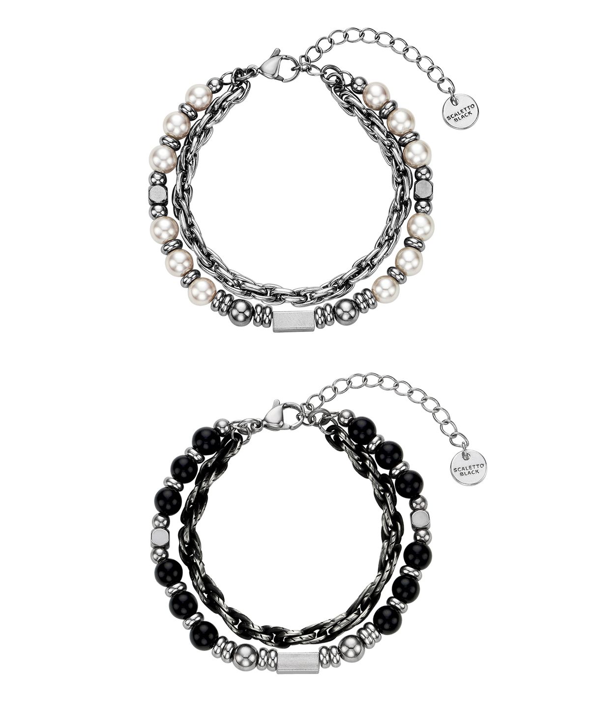 스칼렛또블랙(SCALETTOBLACK) URM014 Layered Chain & Stone Bracelet