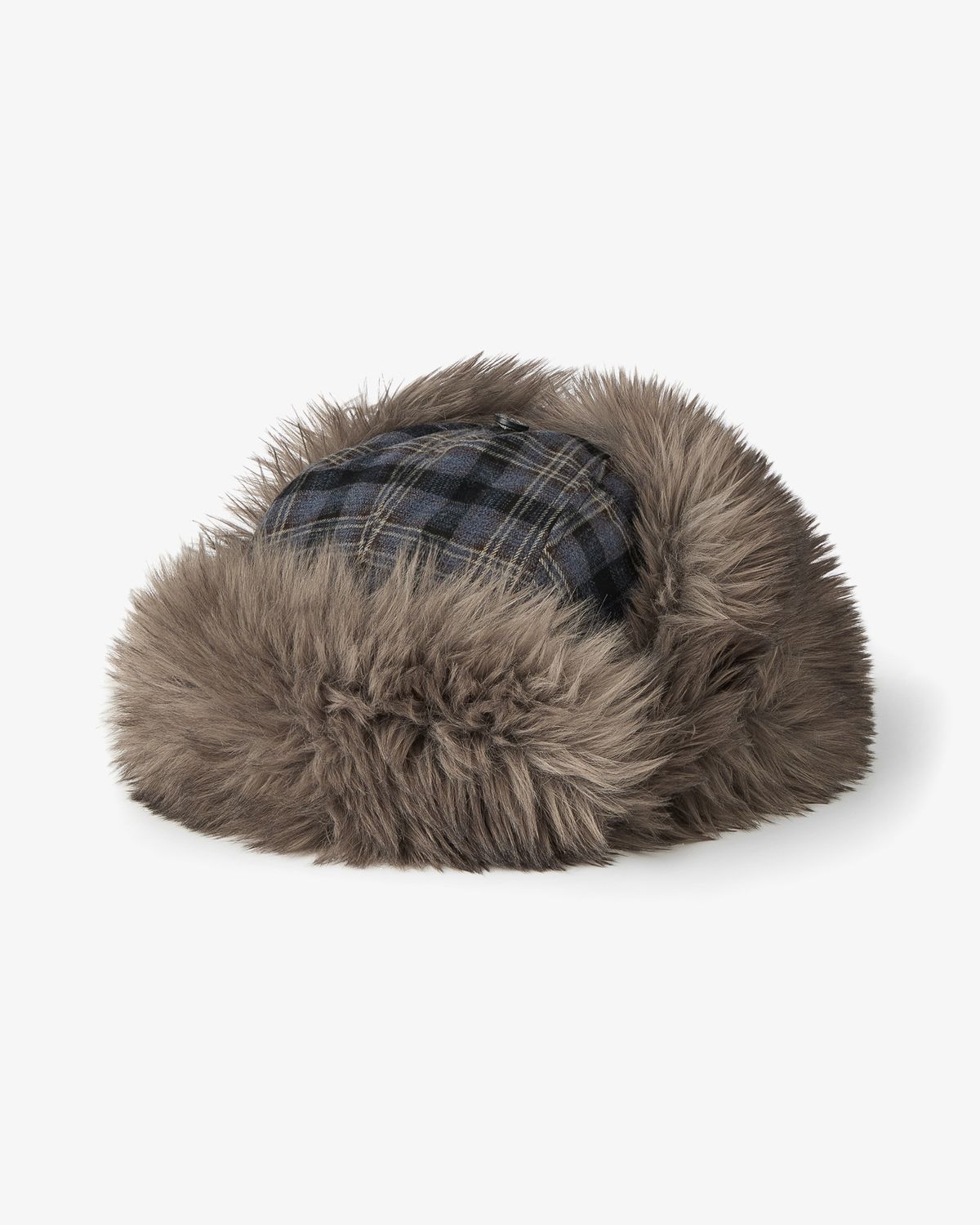 에이이에이이(AEAE) FUR TROOPER HAT [CHECK BLUE]